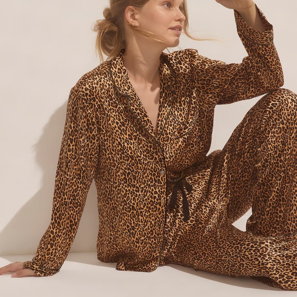 Victoria's Secret Leopard Print Satin Pajama Set
